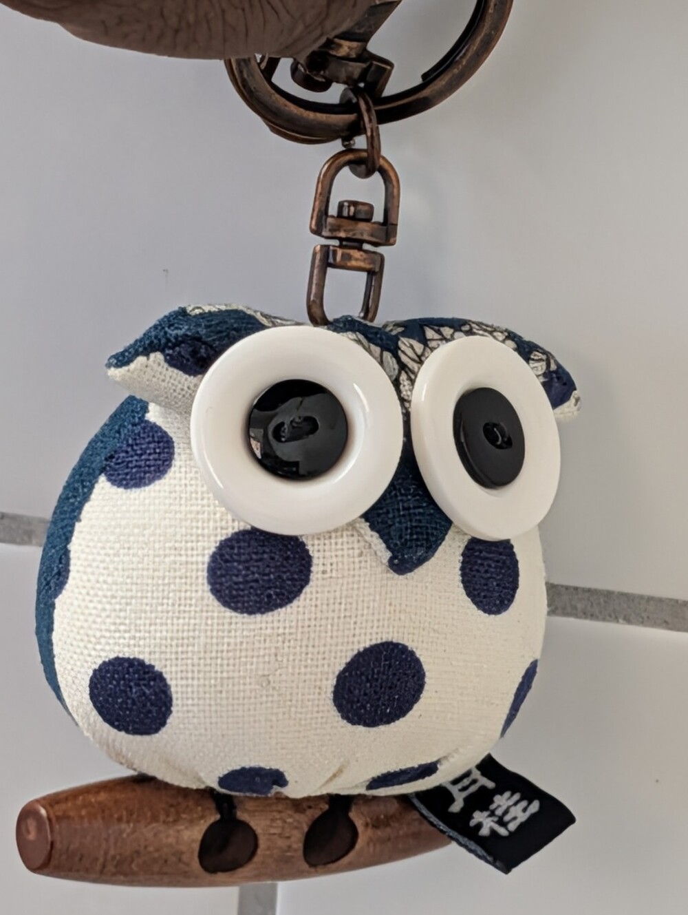 Unbranded  Navy Polka Dot Owl Keychain Bag Charm